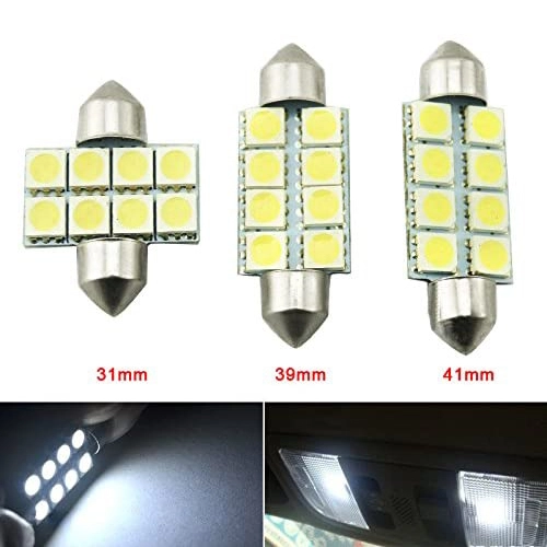 10x 31/36/39/41mm Festoon LED for Car Interior Light Map Dome License Plate Lights Lamps