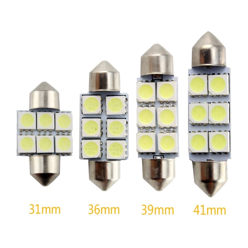 10x 31/36/39/41mm LED Festoon Light Bulbs for Car Map Light Door Lights