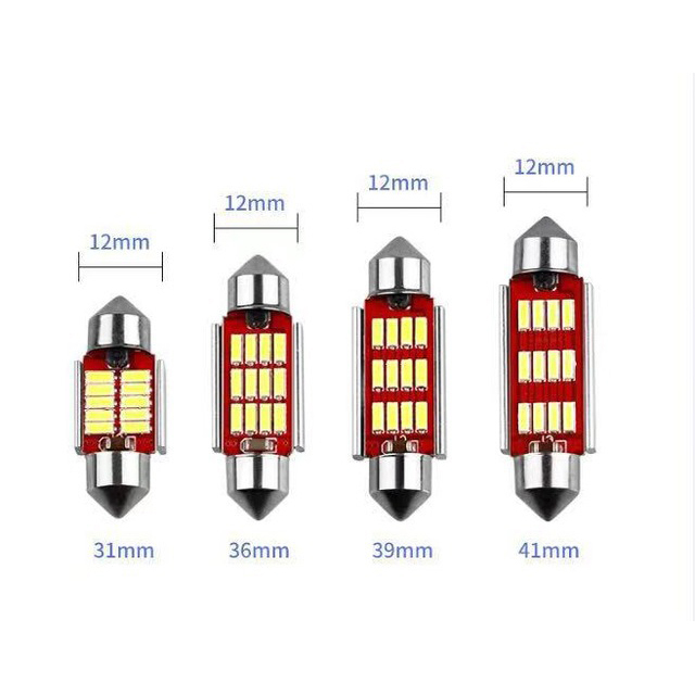 2x 31/36/39/41mm Festoon LED Interior Light Bulbs for Map Dome License Plate Lights Lamps