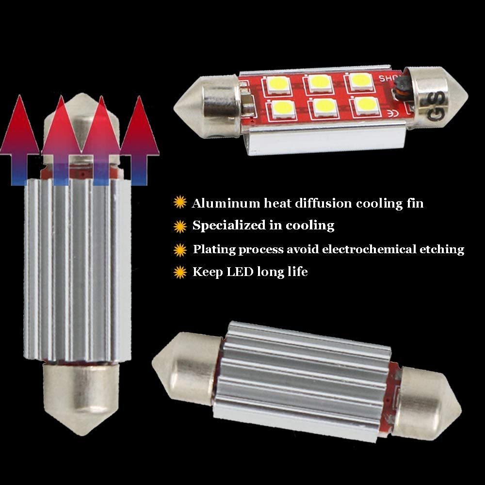 2x 41/39/36/31mm Festoon Canbus Error Free LED Bulbs for Interior Car Lights License Plate Dome Map Door Courtesy