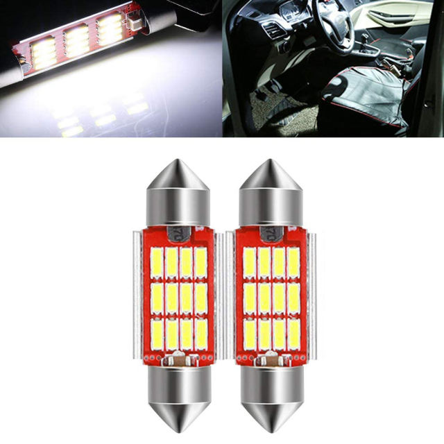 2x 31/36/39/41mm Festoon LED Interior Light Bulbs for Map Dome License Plate Lights Lamps
