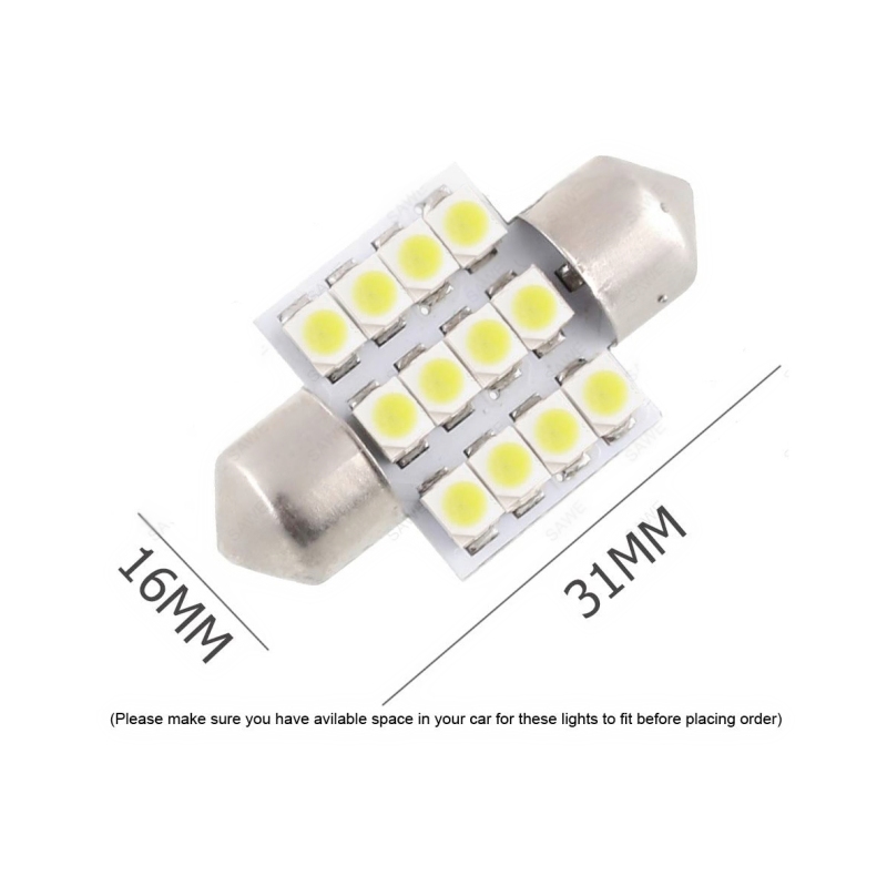 10x 41/39/36/31mm Festoon Dome Light LED Bulbs Interior Map Door Lamp