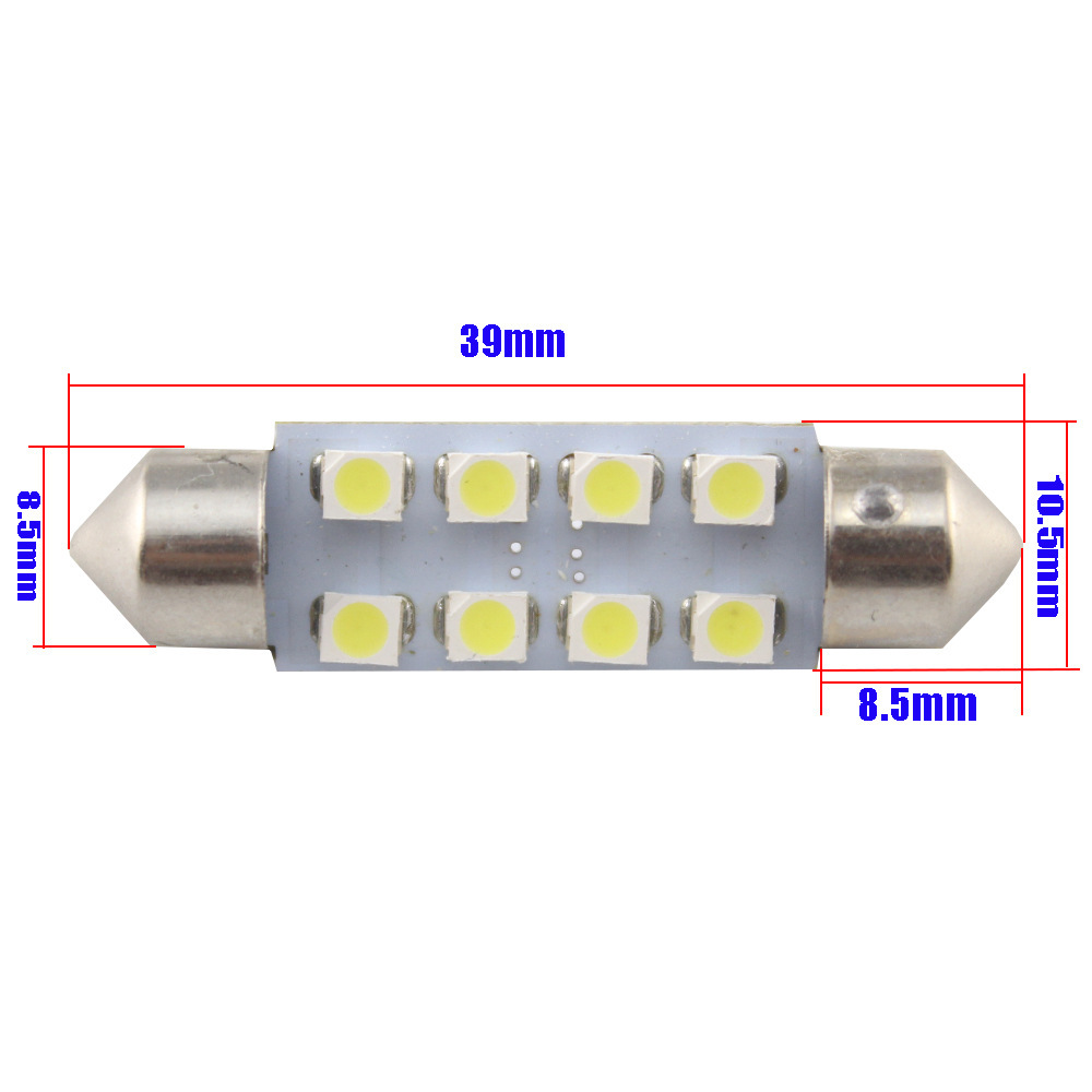 10x Car Interior 31/36/39/41mm 3528/1210 SMD 8LED Festoon LED Dome Lamp Bulb 12V
