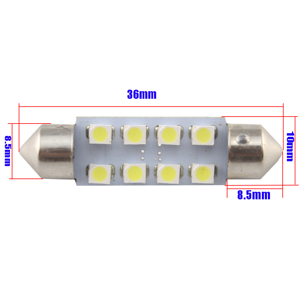 10x Car Interior 31/36/39/41mm 3528/1210 SMD 8LED Festoon LED Dome Lamp Bulb 12V