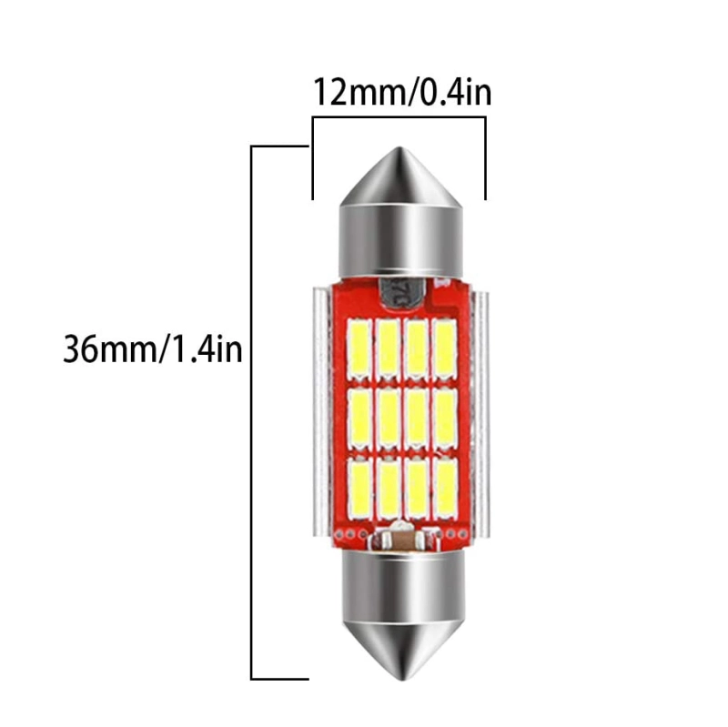 2x 31/36/39/41mm Festoon LED Interior Light Bulbs for Map Dome License Plate Lights Lamps