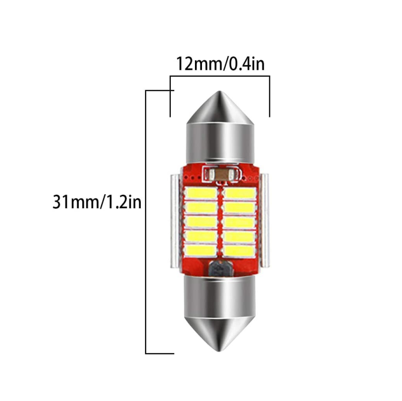 2x 31/36/39/41mm Festoon LED Interior Light Bulbs for Map Dome License Plate Lights Lamps