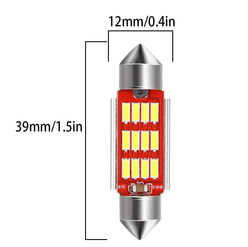 2x 31/36/39/41mm Festoon LED Interior Light Bulbs for Map Dome License Plate Lights Lamps