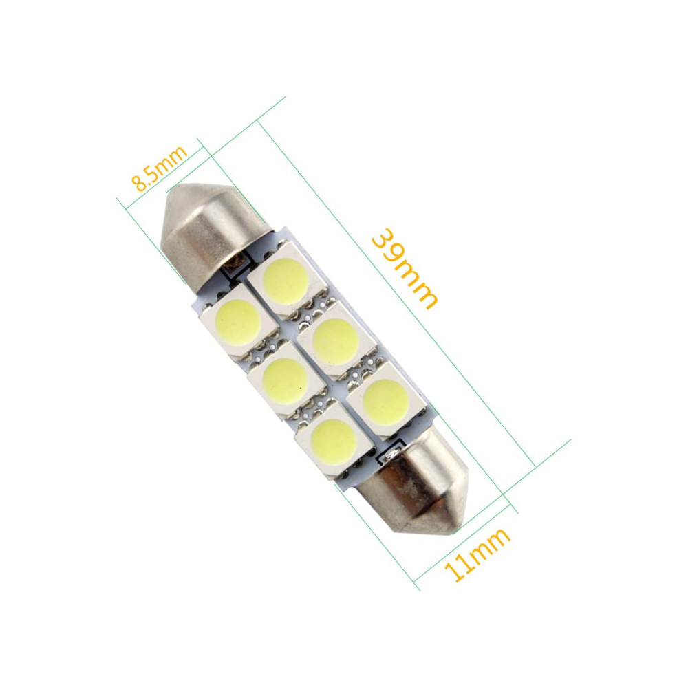 10x 31/36/39/41mm LED Festoon Light Bulbs for Car Map Light Door Lights