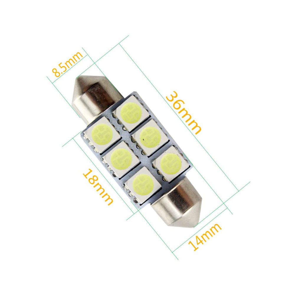 10x 31/36/39/41mm LED Festoon Light Bulbs for Car Map Light Door Lights
