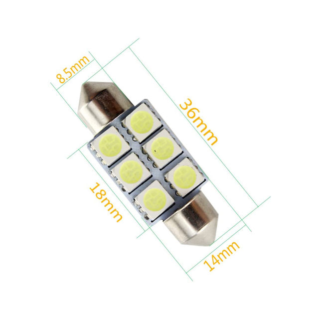 10x 31/36/39/41mm LED Festoon Light Bulbs for Car Map Light Door Lights
