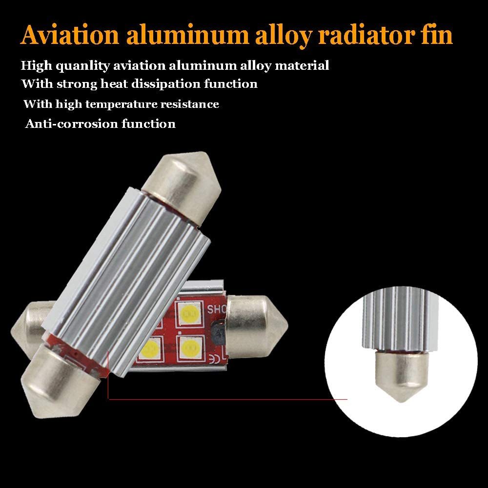 2x 41/39/36/31mm Festoon Canbus Error Free LED Bulbs for Interior Car Lights License Plate Dome Map Door Courtesy