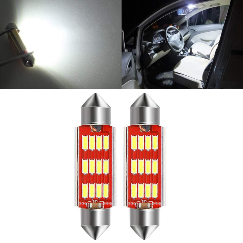 2x 31/36/39/41mm Festoon LED Interior Light Bulbs for Map Dome License Plate Lights Lamps