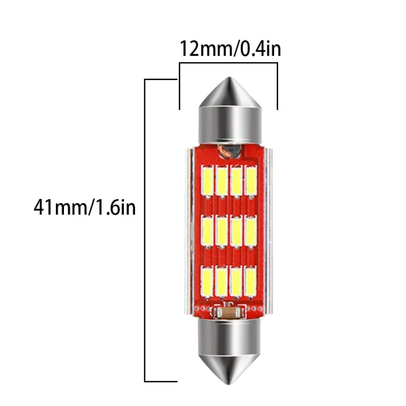 2x 31/36/39/41mm Festoon LED Interior Light Bulbs for Map Dome License Plate Lights Lamps