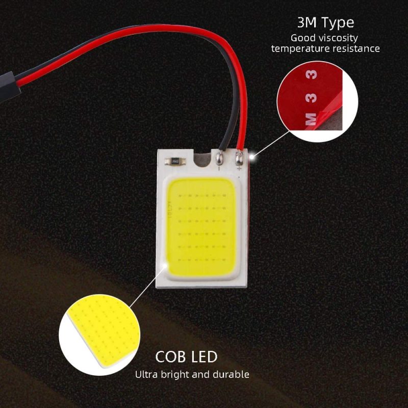 2x Led Interior Car Lights Panel Dome Lamp DC-12V Reading Light with T10 /BA9S/ Festoon Adapters