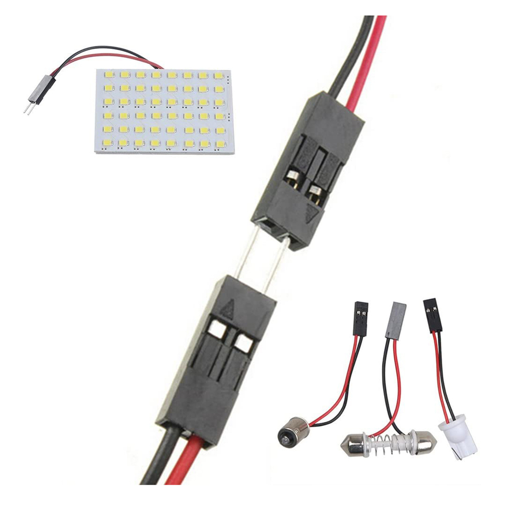 2x 1210 48SMD LED Panel Dome Light Auto Interior Reading Plate Lamp Roof Ceiling Bulb with T10 / BA9S / Festoon Adapters 12V