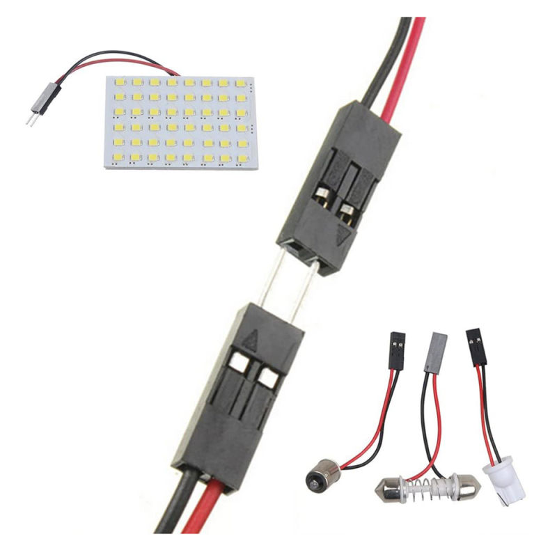 2x 1210 48SMD LED Panel Dome Light Auto Interior Reading Plate Lamp Roof Ceiling Bulb with T10 / BA9S / Festoon Adapters 12V