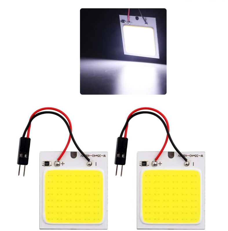 2x LED Panel Dome Lamp Auto Car Interior Reading Plate Light Roof Ceiling Interior Wired Lamp with 2X BA9S T10 Festoon Adapters