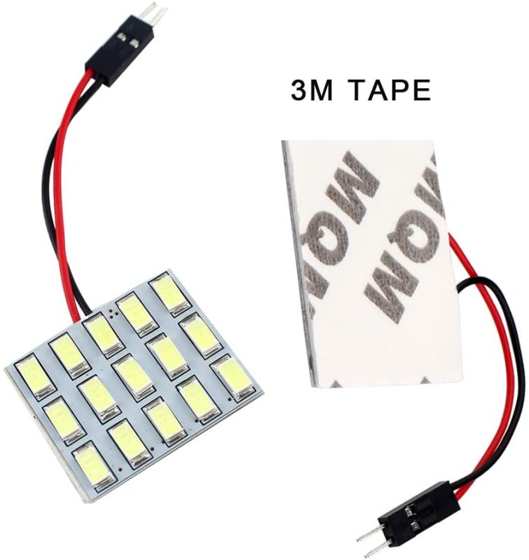 2x 5730 15SMD Led Panel Dome Light Lamp Car Map Light DC 12V with T10 / BA9S / Festoon Adapters