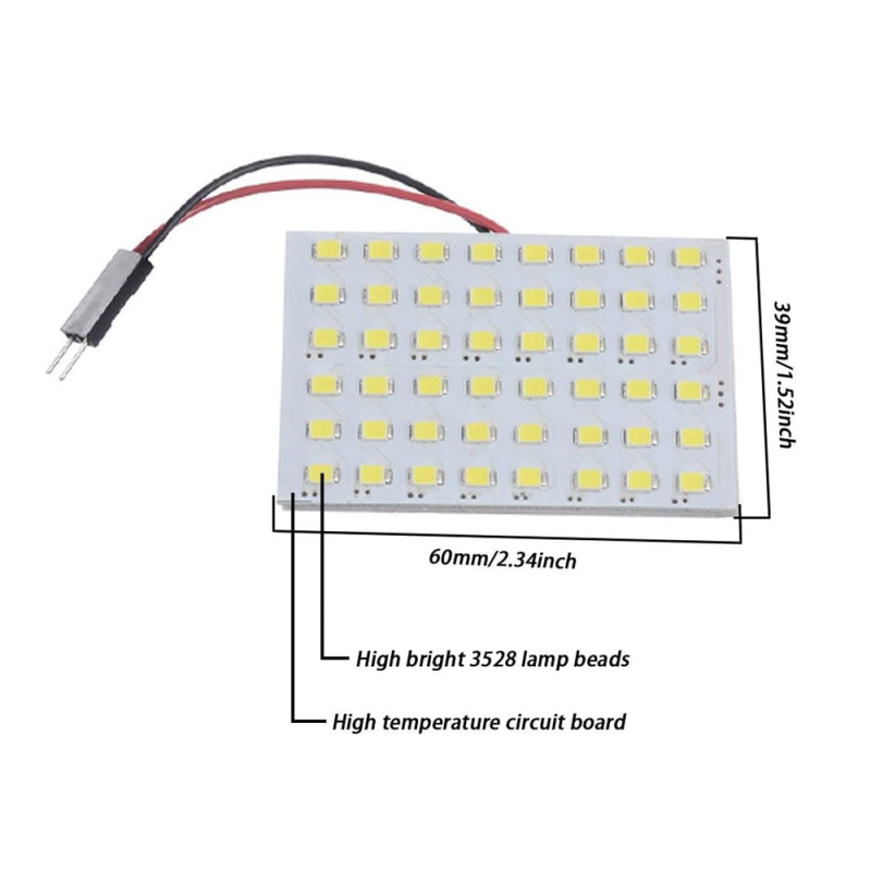 2x 1210 48SMD LED Panel Dome Light Auto Interior Reading Plate Lamp Roof Ceiling Bulb with T10 / BA9S / Festoon Adapters 12V