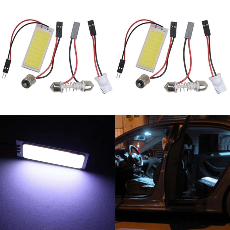 2x Led Panel Dome Light Lamp Auto Car Reading Interior Lamp DC 12V With T10 / BA9S / Festoon Adapters