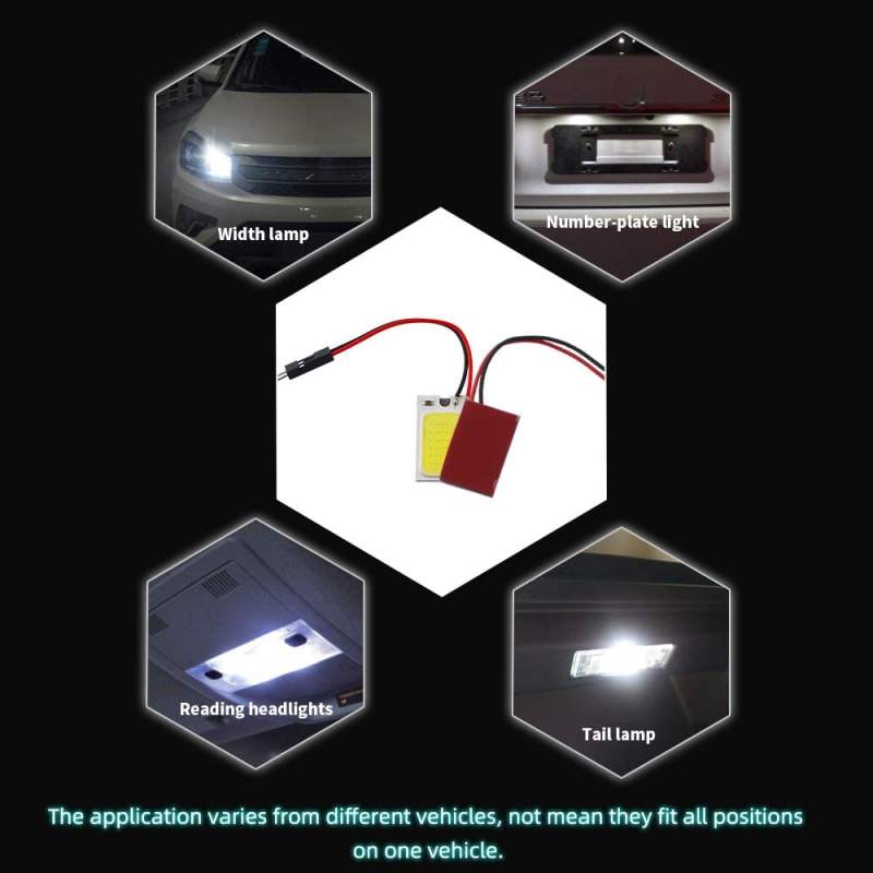 2x Led Interior Car Lights Panel Dome Lamp DC-12V Reading Light with T10 /BA9S/ Festoon Adapters