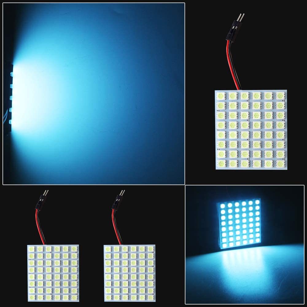 2x LED Panel Dome Light Auto Car Interior Reading Plate Light Roof Ceiling  Wired Lamp +T10 BA9S Festoon Adapter