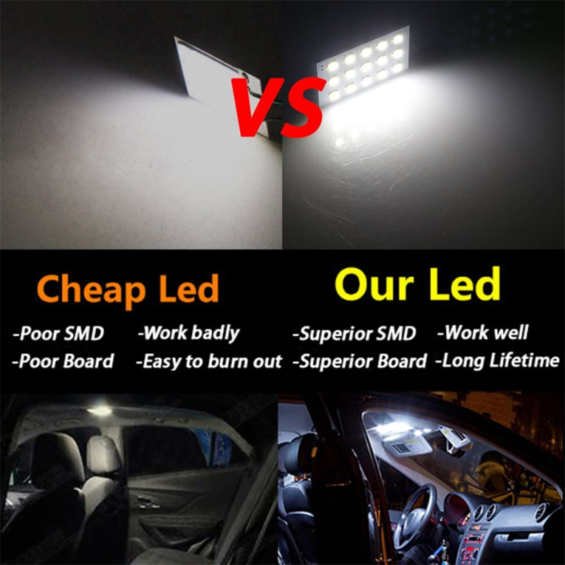 2x 1210 15SMD LED Panel Dome Light Auto Car Reading Lamp Roof Ceiling Interior Bulb with T10 / BA9S / Festoon Adapters