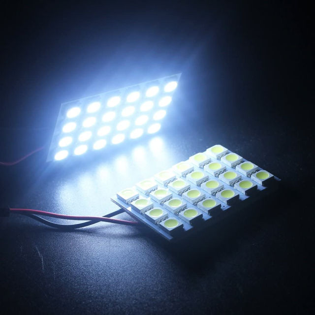 2x 5050 24SMD Led Panel Dome Light Lamp Auto Car Reading Interior Lamp DC 12V With T10 / BA9S / Festoon Adapters