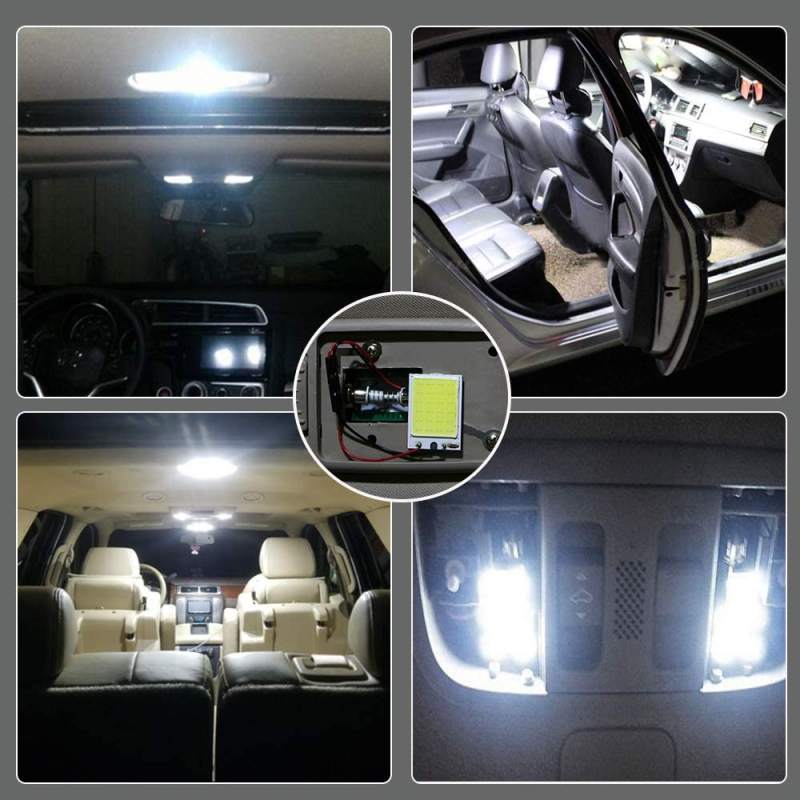 4X Led Dome Panel Light Bulb for Car Trucks Dome Map Reading Roof Ceiling with BA9S T10 Festoon Adapter