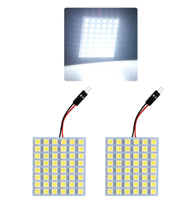 2x LED Panel Dome Light Auto Car Interior Reading Plate Light Roof Ceiling  Wired Lamp +T10 BA9S Festoon Adapter