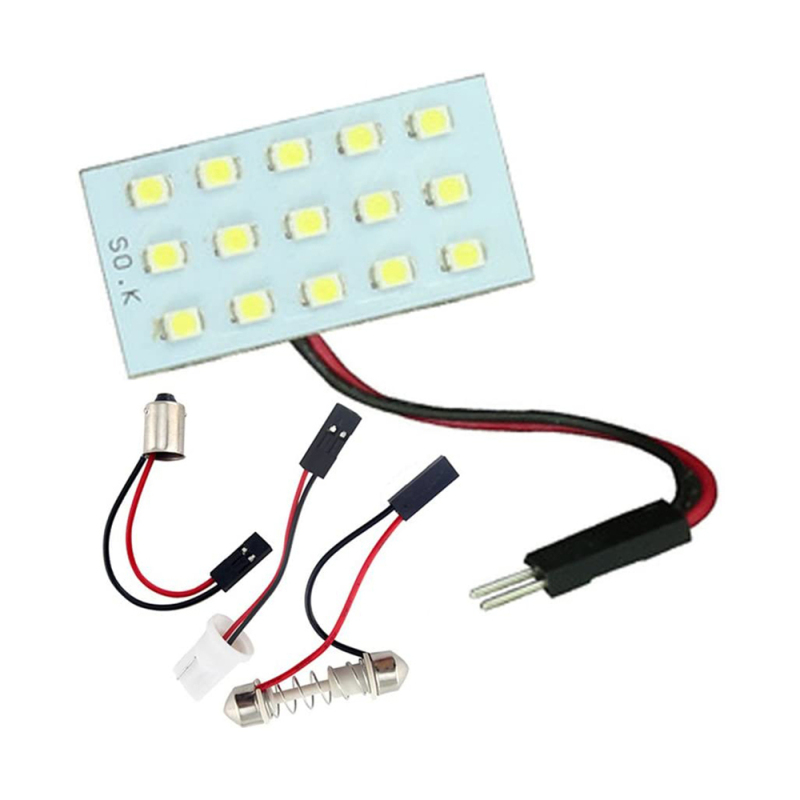 2x 1210 15SMD LED Panel Dome Light Auto Car Reading Lamp Roof Ceiling Interior Bulb with T10 / BA9S / Festoon Adapters