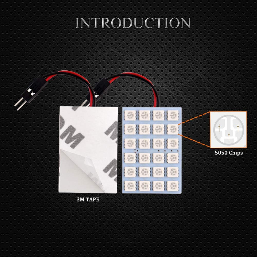 2x 5050 24SMD Led Panel Dome Light Lamp Auto Car Reading Interior Lamp DC 12V With T10 / BA9S / Festoon Adapters