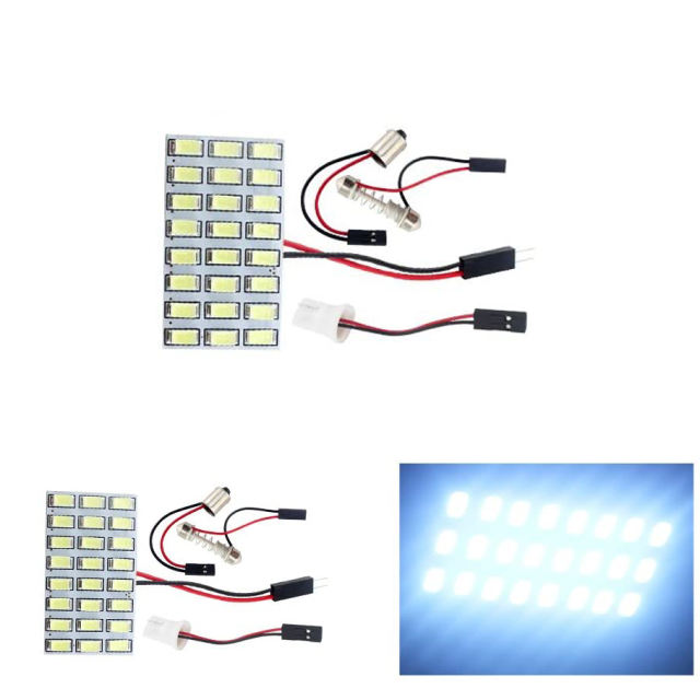 2x 5730 24SMD Led Panel Dome Light Auto Car Reading Map Light Bulb DC 12V With T10 / BA9S / Festoon Adapters