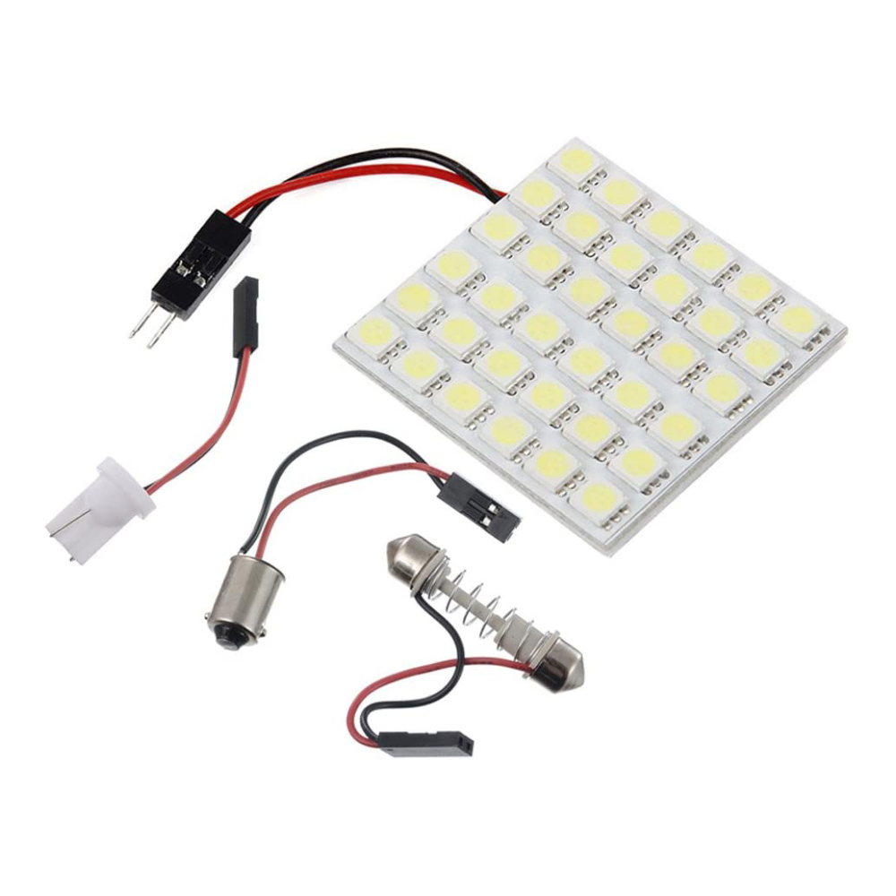 2x LED Panel Dome Light Auto Car Reading Plate Light Roof Ceiling Interior Map Lamp With T10 / BA9S / Festoon Adapters