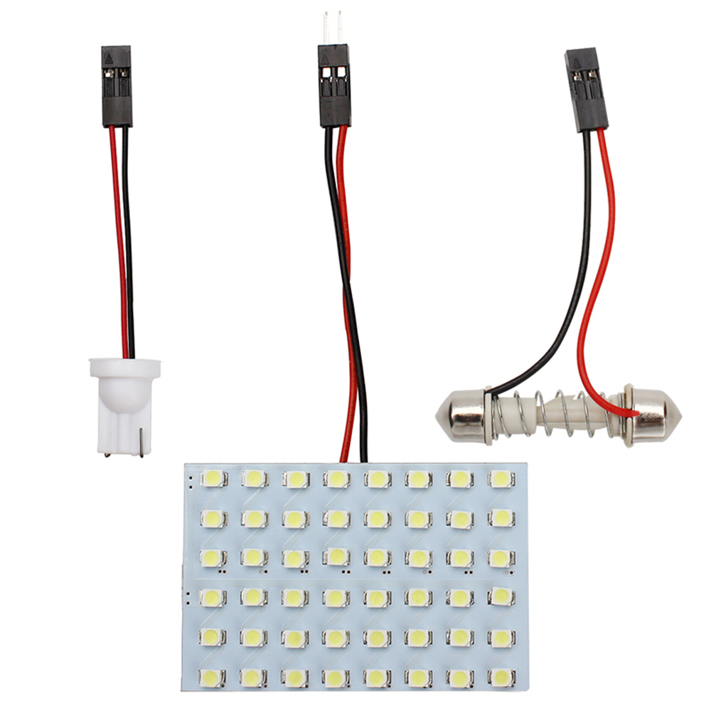 2x 1210 48SMD LED Panel Dome Light Auto Interior Reading Plate Lamp Roof Ceiling Bulb with T10 / BA9S / Festoon Adapters 12V