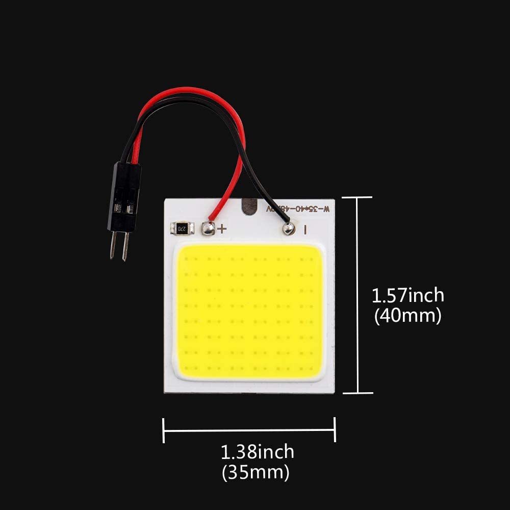 2x LED Panel Dome Lamp Auto Car Interior Reading Plate Light Roof Ceiling Interior Wired Lamp with 2X BA9S T10 Festoon Adapters