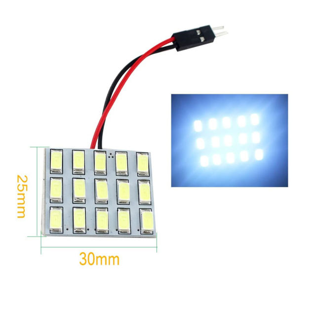 2x 5730 15SMD Led Panel Dome Light Lamp Car Map Light DC 12V with T10 / BA9S / Festoon Adapters