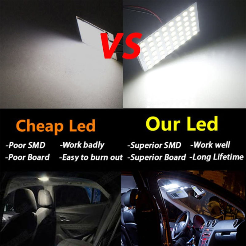 2x 1210 48SMD LED Panel Dome Light Auto Interior Reading Plate Lamp Roof Ceiling Bulb with T10 / BA9S / Festoon Adapters 12V