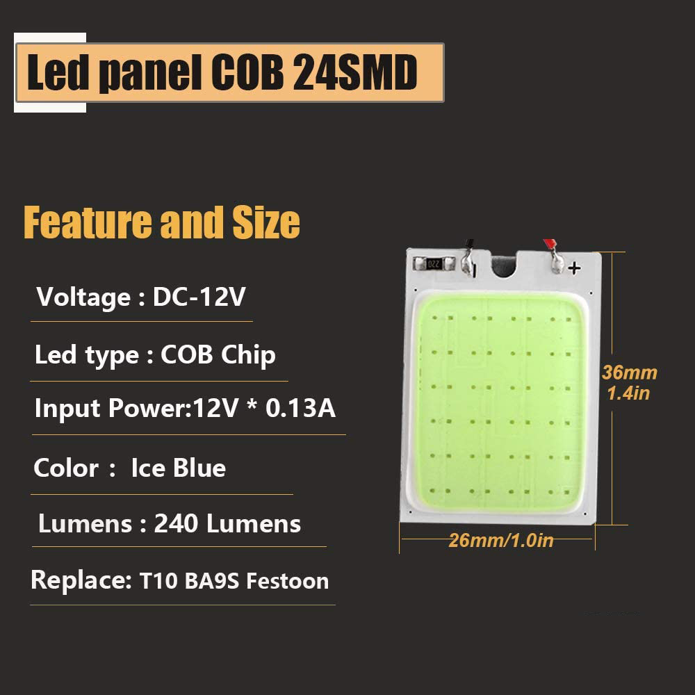 4X Led Dome Panel Light Bulb for Car Trucks Dome Map Reading Roof Ceiling with BA9S T10 Festoon Adapter