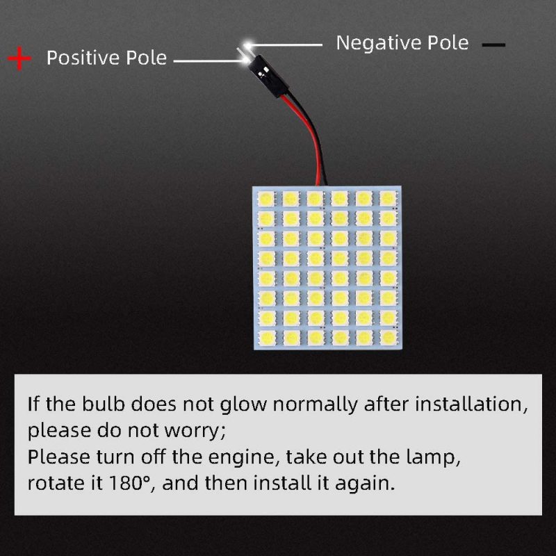 2x LED Panel Dome Light Auto Car Interior Reading Plate Light Roof Ceiling  Wired Lamp +T10 BA9S Festoon Adapter