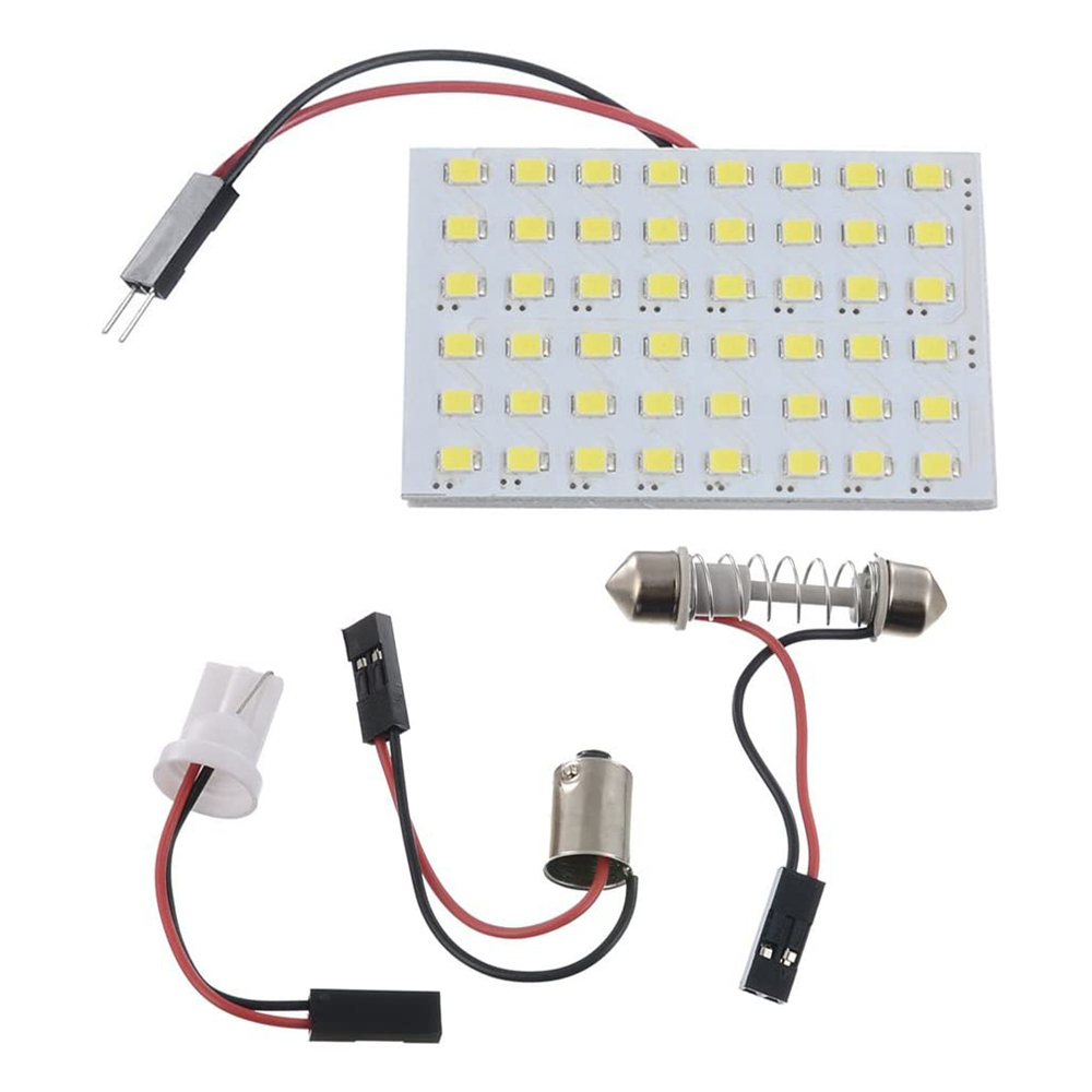 2x 1210 48SMD LED Panel Dome Light Auto Interior Reading Plate Lamp Roof Ceiling Bulb with T10 / BA9S / Festoon Adapters 12V