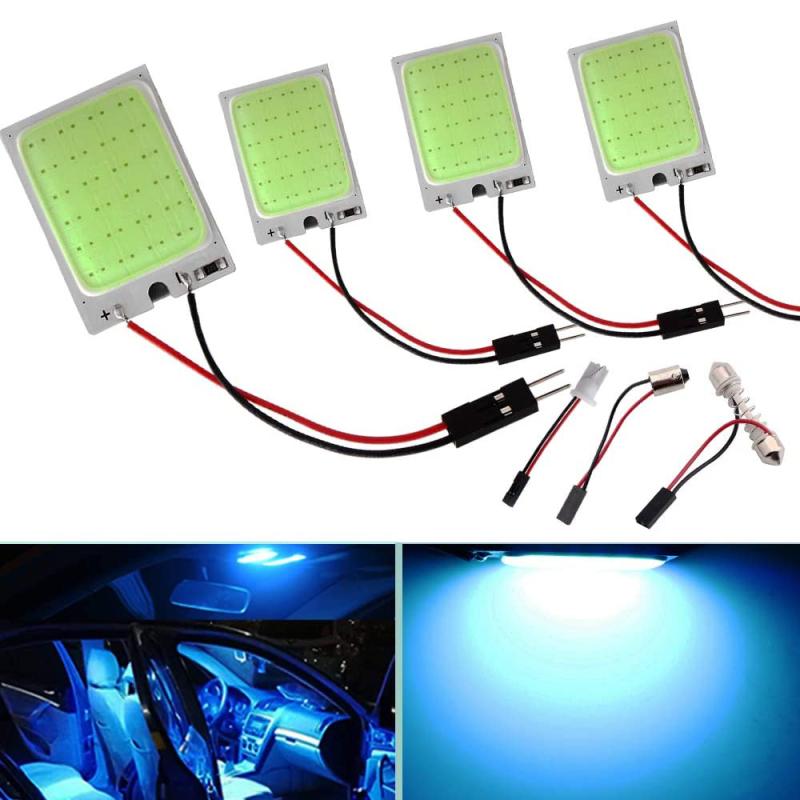 4X Led Dome Panel Light Bulb for Car Trucks Dome Map Reading Roof Ceiling with BA9S T10 Festoon Adapter