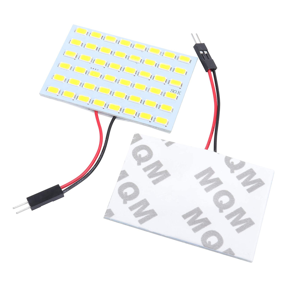 2x 5730 48SMD LED Panel Dome Light Car Interior Reading Plate Light Roof Ceiling Wired Lamp+T10 BA9S Festoon Adapters