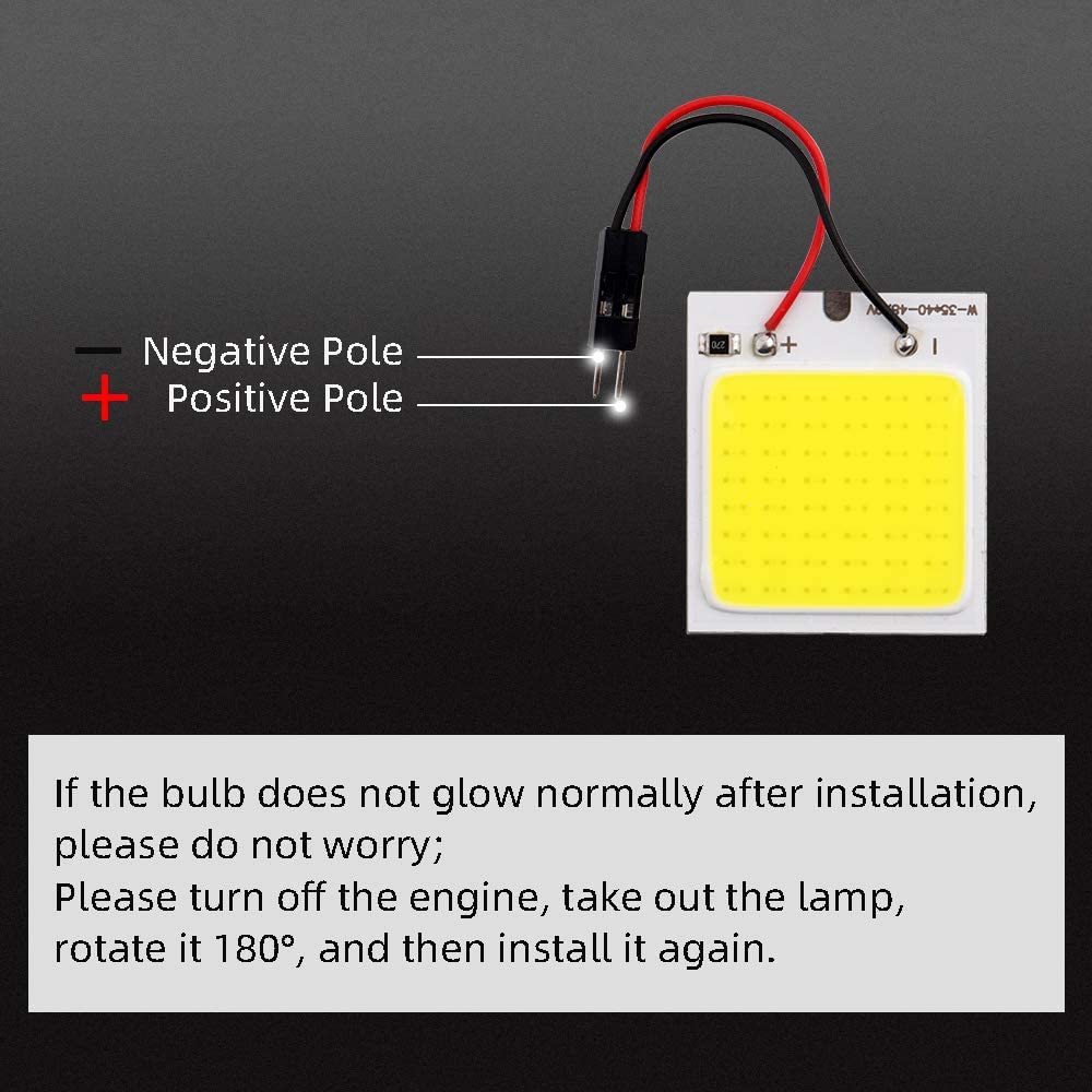 2x LED Panel Dome Lamp Auto Car Interior Reading Plate Light Roof Ceiling Interior Wired Lamp with 2X BA9S T10 Festoon Adapters