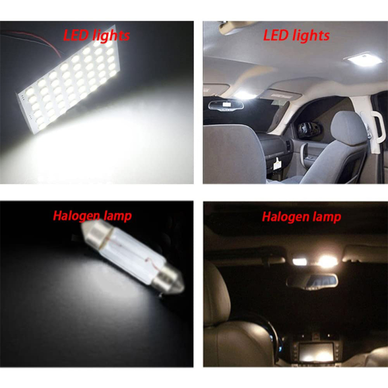 2x 1210 48SMD LED Panel Dome Light Auto Interior Reading Plate Lamp Roof Ceiling Bulb with T10 / BA9S / Festoon Adapters 12V