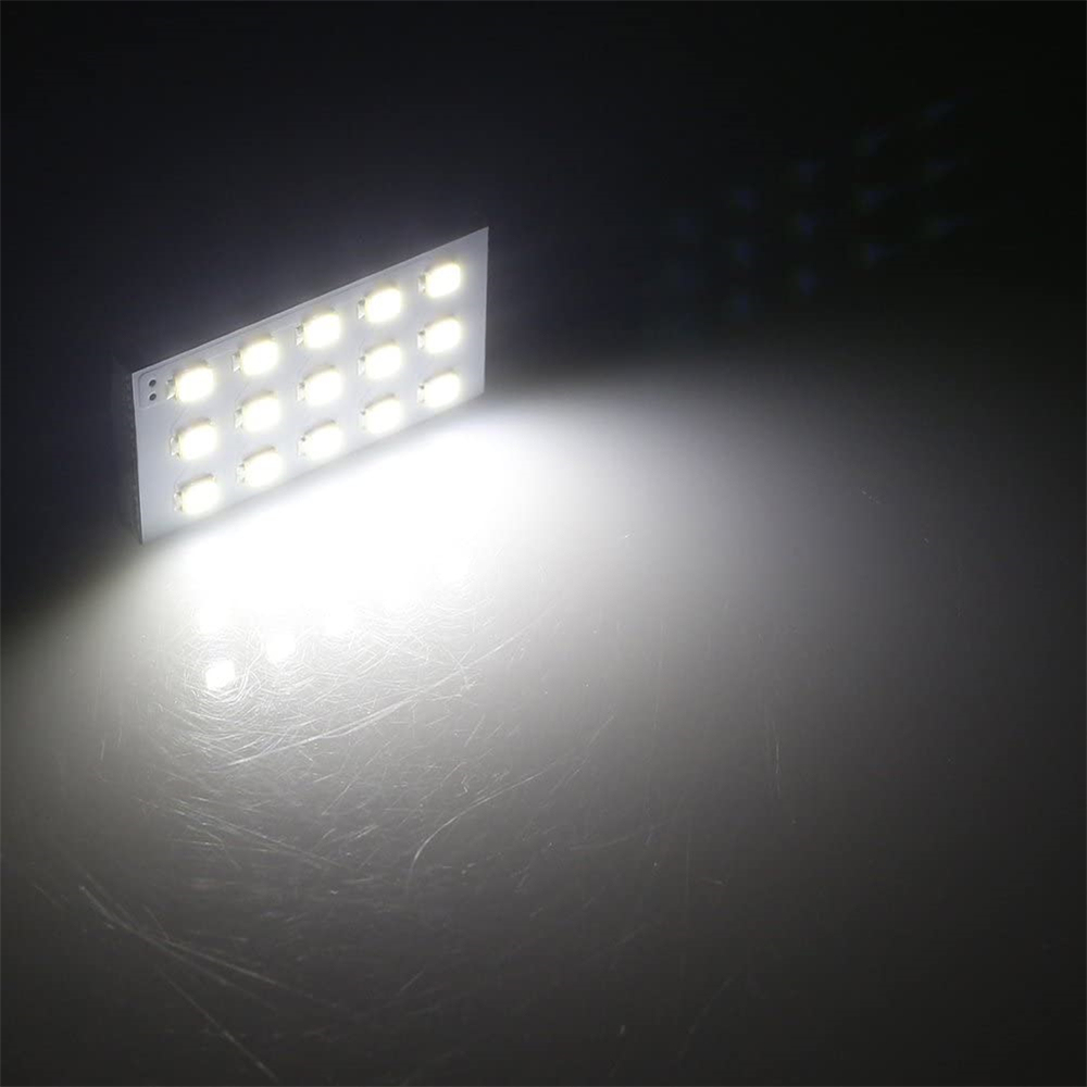2x 1210 15SMD LED Panel Dome Light Auto Car Reading Lamp Roof Ceiling Interior Bulb with T10 / BA9S / Festoon Adapters