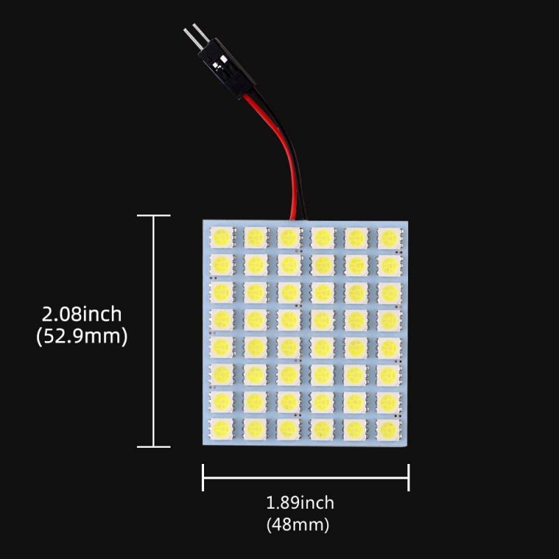 2x LED Panel Dome Light Auto Car Interior Reading Plate Light Roof Ceiling  Wired Lamp +T10 BA9S Festoon Adapter