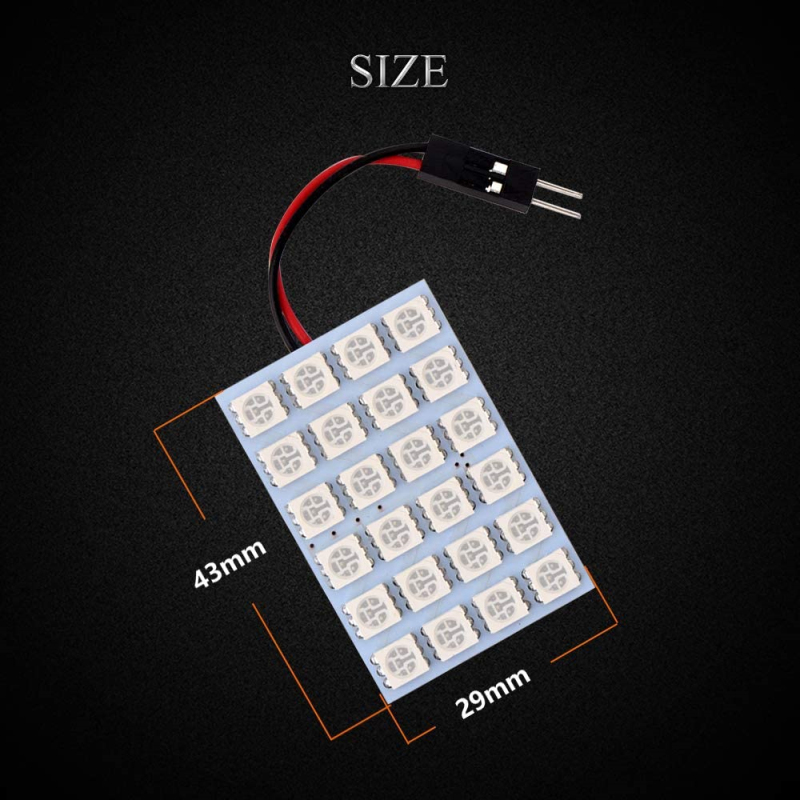 2x 5050 24SMD Led Panel Dome Light Lamp Auto Car Reading Interior Lamp DC 12V With T10 / BA9S / Festoon Adapters