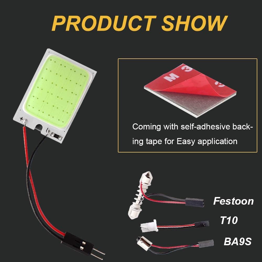 4X Led Dome Panel Light Bulb for Car Trucks Dome Map Reading Roof Ceiling with BA9S T10 Festoon Adapter