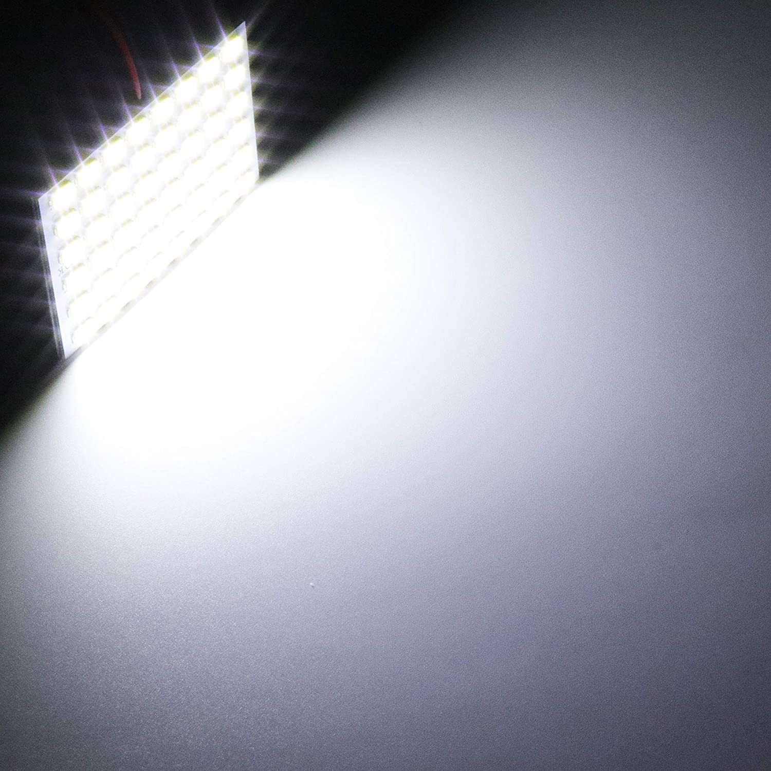 2x 5730 48SMD LED Panel Dome Light Car Interior Reading Plate Light Roof Ceiling Wired Lamp+T10 BA9S Festoon Adapters